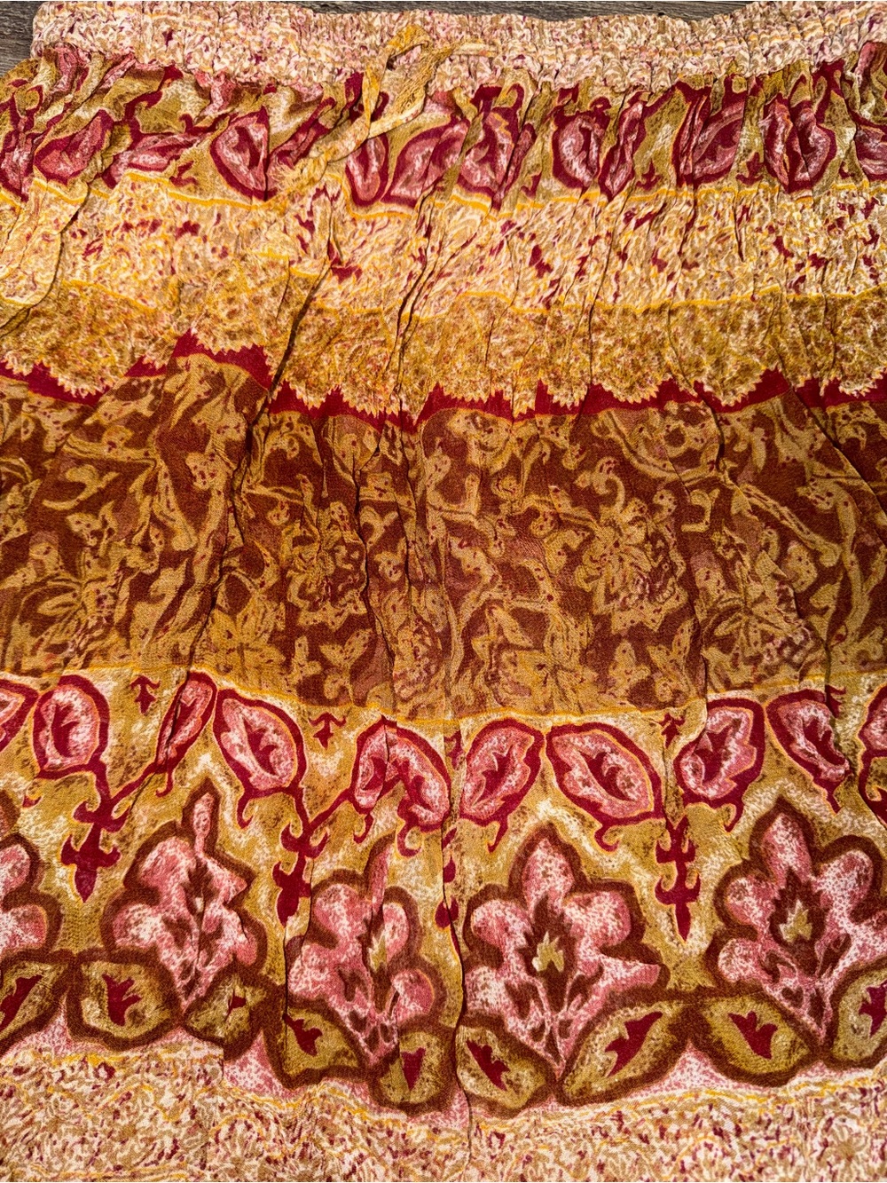 Vintage Bohemian Paisley Tiered Maxi Skirt Size L Made in India 100% Rayon - Picture 8 of 8